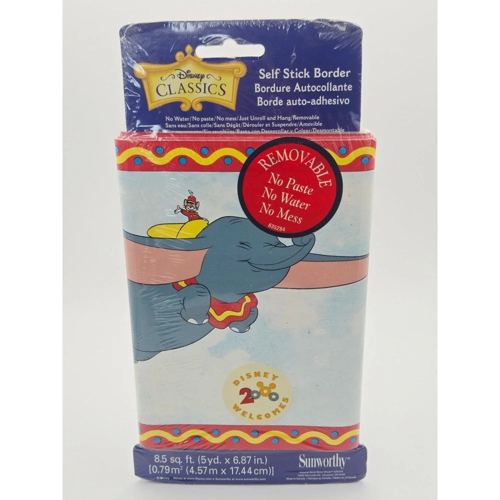 Vintage Disney Classics Dumbo Self Stick Wallpaper Border Sunworthy 5 Yards